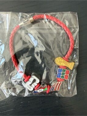 World Cup FIFA Red Braided Charm Bracelet with Multicolor Sports Charms
